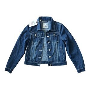 New California Vintage Jean Trucker Jacket Women Small
 Blue‎ Denim Four Pocket